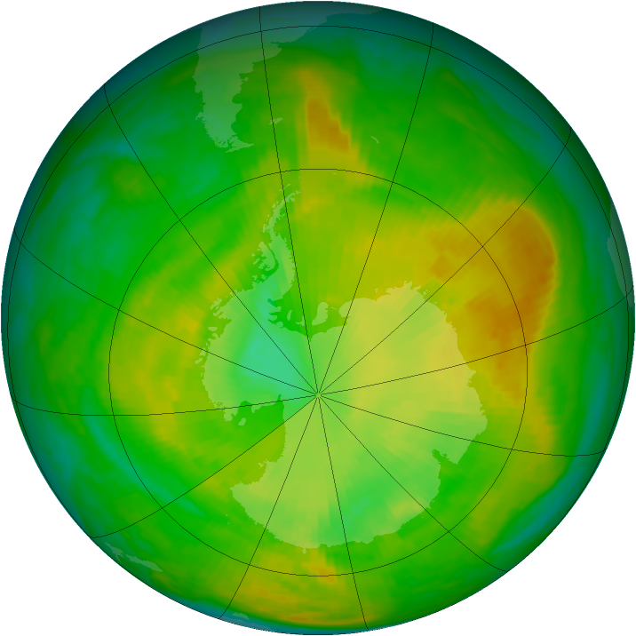 Antarctic ozone map for 06 December 1981
